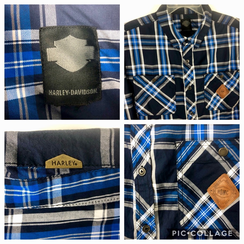 Harley-Davidson Western Button Up Shirt Blue Large - Picture 3 of 4